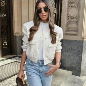 Zara NWT white maxi pocket bomber